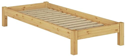 Erst-Holz® Einzelbett Futonbett 90x200 Kiefer Natur Massivholz-Jugendbett Singlebett Rollrost