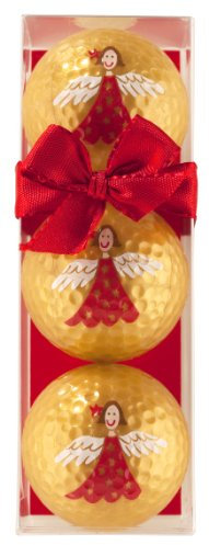 3 Golfbälle mit Weihnachtsmotiven Engel auf Gold - 3 Golfbälle