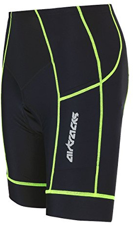 Airtracks Herren Fahrradhose Kurz Radhose Pro Kurze MTB Radlerhose Mountainbike 3D Coolmax Gepolstert Atmungsaktiv Reflektoren S M L XL XXL XXXL XXXXL 3XL 4XL - schwarz-neon - XXXL - Herren