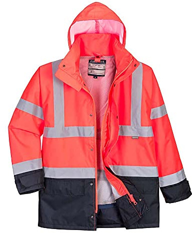 Portwest Hi-Vis Executive 5-in-1 Jacket, Size: M, Colour: Red/Navy, S768RNRM