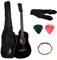 Juarez Guitare acoustique pour gaucher avec pan coupé de 96,5 cm, 38CL/BK avec sac, cordes, médiator et sangle, noir