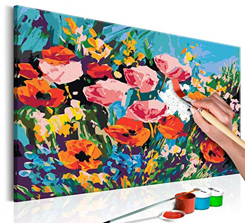 murando - Malen nach Zahlen Blumen 60x40 cm Malset mit Holzrahmen auf Leinwand für Erwachsene Kinder Gemälde Handgemalt Kit DIY Geschenk Dekoration n-A-0232-d-a