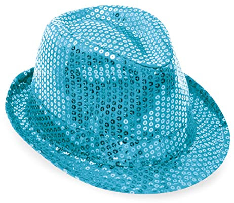 Paillettenhut Türkis, Gr. 58 cm, Mottoparty, Partyhut, Karneval
