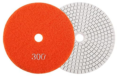 FTVOGUE Discos de Pulido de 5 Pulgadas y 125mm Almohadillas de Pulido de Diamante Húmedo para Lijar Ruedas de Papel de Lija para Granito, Hormigón, Mármol (Grano 300)