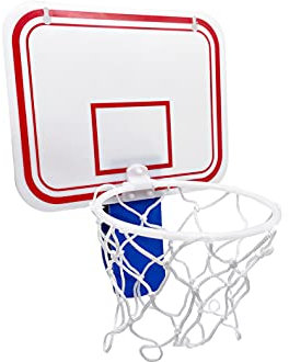 TaktZeit Office Basketball Hoop Clip for Trash Can Basketball Game Small Basketball Board Clip for Waste Basket in Restroom Bed Room Bathroom and Office (White, 6.3 x 7.9) (Blue)