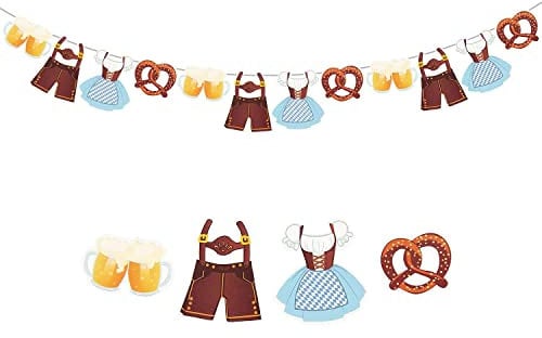 Oblique Unique® Oktoberfest Girlande Banner 2,5 m für Oktober Fest Feier Party Deko Brezel Lederhose Dirndl Bier