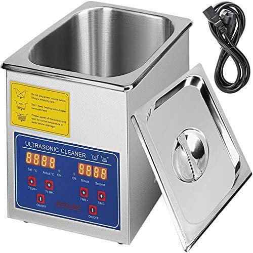 VEVOR Nettoyeur à Ultrasons 1,3 L Machine de nettoyage à ultrasons en acier inoxydable, minuterie de chauffage numérique, nettoyage de bijoux pour usage domestique personnel commercial