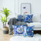 LIGICKY Maritime Kissenbezug, Mediterraner Stil Baumwolle Leinen Dekorative Kissenhülle, Nautischer Stil, Meeres Thema Kissenbezüge für Sofa Couch Schlafzimmer Wohnzimmer Büro, 45x45 cm, 4 Stück Blau