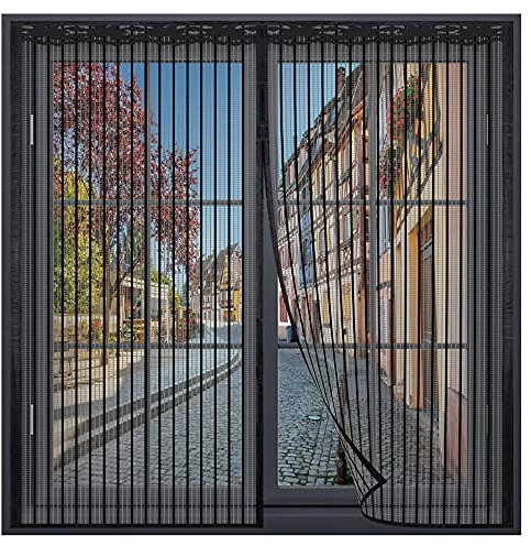 Magnet Fliegengitter Fenster Innen,140x220cm Fliegengitter Schiebetür Insektenschutz faltbar,Einfache Montage Ohne Bohren,Für Fenster Türen