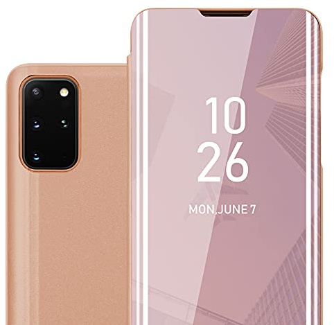 Cadorabo Hülle kompatibel mit Samsung Galaxy S21 Plus Schutzhülle TPU Silikon Case 360 View Spiegel, Slim Kratzfest Weiche Gummi mit Rundumschutz Cover Hülle für Galaxy S21 Plus in Pink