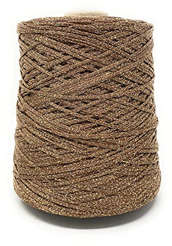 Rocca 500 grammi 850 metri per Lavoro a Maglia e uncinetto Ferri 5-6 Misto Cotone Viscosa Lurex made in italy alta qualità (Bronzo Dorato)