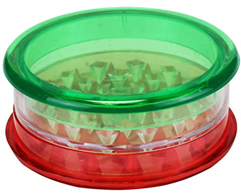 Spliff 1 macinino in plastica da 60 mm, 3 pezzi, con cuscinetto, disponibile in diversi colori (verde-bianco-rosso)
