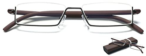 MAGIMODAC Blaulichfilter Lesebrille mit Ultraleichtem TR90 Rahmen Damen Herren Computer Lesehilfe Halbbrille Halbrand Halbrahmen Sehhilfe mit Brillenetui (Braun, 1.50)