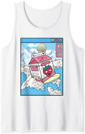 Surfen Erdbeer Milch Karton Japan Wave Kawaii Vaporwave Tank Top