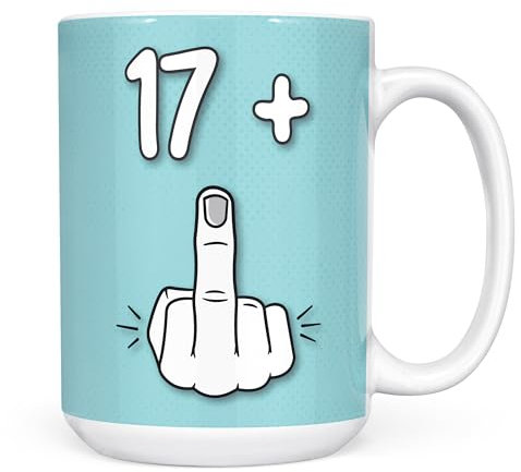 Mug Monster - 18th Birthday Mug, I Am 17 + 1, Gift for 18 Year Old, Novelty Cup - Ceramic Coffee Beaker/Cup, Gift for Men or Women, Extra Large and Giant Available, 15oz White