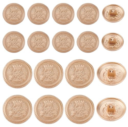 OLYCRAFT 80 STÜCKE Metall Blazer Knöpfe Kronen Abzeichen Messing Flache Runde Knöpfe 15mm 20mm Antike Anzüge Knopf Set Für Blazer Anzüge Mäntel Uniform Und Jacke – Matt Roségold