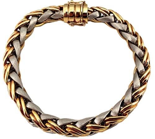 unbekannt Armband Zopfkette massiv Gold 585 bicolor Durchmesser 7,5 mm Damenarmband 20 cm Gelbgold