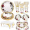 Nkaiso Vaisselle de fête Fleur, 141 Pièces Vaisselle Anniversaire Set Couvert Floral Assiette Carton Gobelets Serviette Papier Réutilisable couverts pour Party Decoration -20 Invités