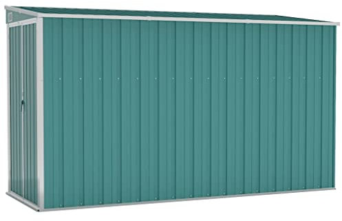 Geräteschrank Geräteschuppen Wand-Metall-Schrank Metall-Schuppen Garten-Schrank für Terrasse und Balkon, Grün 118x288x178 cm Verzinkter Stahl