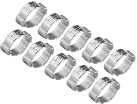 10pcs Zinc Plated Iron Galvanized Two Ear Hose Clamp,Double Ears Hose Clamp Hose Fastener for Fule Petrol Pipe Tube(13 15Mm)
