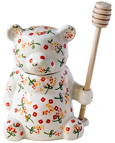300ml Ceramic Cute Bear Honey Jar With Lid Storage Jar For Kitchen Honey Spoon Home Decor Accessory Kitchen Tools Creative Gifts