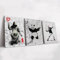 KAWAHONE Banksy Wandkunst-Poster, Banksy Panda mit Handfeuerwaffen, coole Wanddekoration, Straßen-Graffiti-Kunst, schwarz und weiß, Leinwand für Schlafzimmer, Büro, Wanddekoration, 61 x 91 cm, 3 Stück