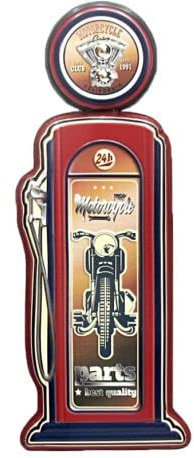 Monde Féérique - Pompe a essence décoratif Vintage. Motorbike - 63cm