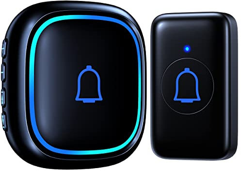 Classroom Doorbell Wireless Doorbell IP66 Waterproof 115dB with 56 Chimes Door Bell Ringer Wireless 1000ft Range Battery Doorbell Chime Kit 7 Levels Volume Mute Mode Doorbells for Home Kid Room Office