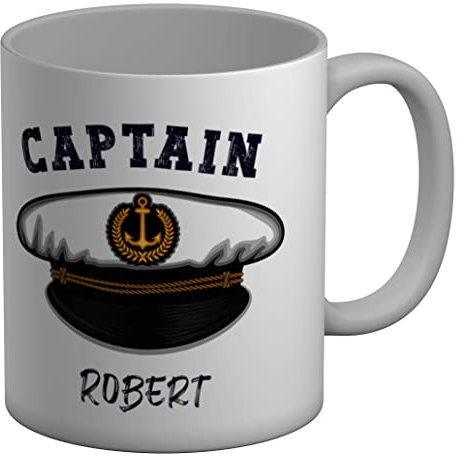 Shopagift Personalised Captain Mug Sailor Captains Boat Ship Hat White 11oz Large Gift Cup