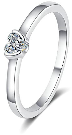 Ringe Damen 925, Ring Silber 925 Damen 52 3-Zackiger Weißer 0,3 Karat Moissanite Verlobungsring Eheringe Schmuck