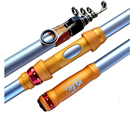 BAWHO Angelrute, Angelrute zum Werfen, Surfen, Schleppen, Angelrute 3,6 m ~ 4,5 ming, Spinnrute aus Carbon, superhart, Reise-Angelrute / Weiß