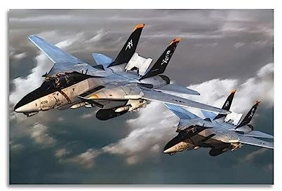 Kampfflugzeug-Poster Zwei F-14 Kämpfer im Flug, dekoratives Gemälde, Leinwand, Wand- und Kunstbild, Familien-Schlafzimmer, Dekoration, 40 x 60 cm