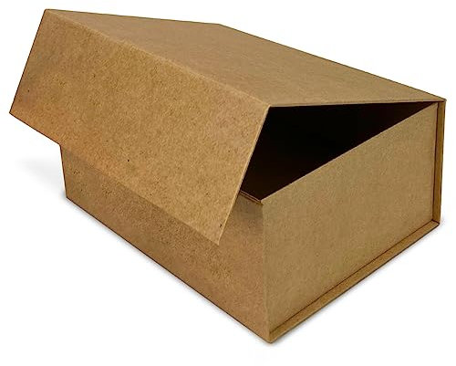 Verpackungswelt Geschenk-Box mit Deckel | 31 x 22 x 15 cm | Geschenk-Karton mit Magnet-Verschluss | Perfekt für Geburtstag, Hochzeit, Weihnachten, Geburt | Geschenk-Verpackung in Braun