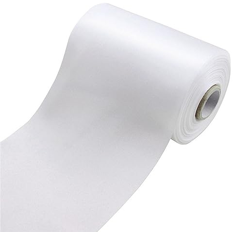 LATRAT 1 Stück Satinband 10cm x 20M Dekoration Geschenkband,Schleifenband Dekoband Stoffband für Eröffnungszeremonie Stuhlschleifen, Schleifenband für Hochzeit Geburtstag Weihnachten Deko, weiß