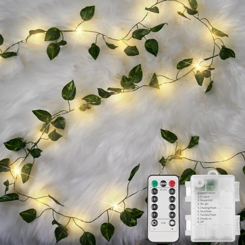 suddus 33FT 100LED Pothos Vine Fairy Lights Battery Operated Copper Wire