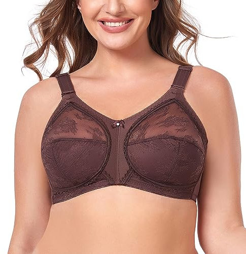 Ayigedu Women's Full Coverage Wirefree Plus Size Support Minimizer Bra Non Padded Everyday Bra 38-GG Brown