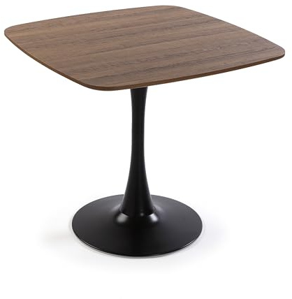 Versa Sveg Esstisch für Küche, Terrasse, Garten oder Esszimmer, Maßnahmen (H x L x B) 73 x 80 x 80 cm, Holz, PVC und Metall, Farbe: Braun und Schwarz