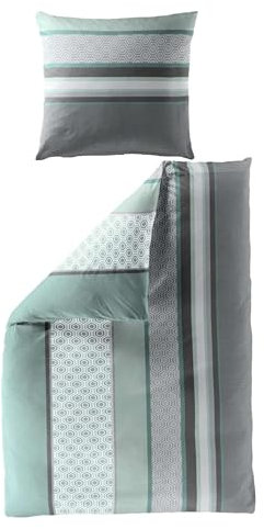 Bierbaum Bettwäsche 3342, Mako-Satin, 100 Prozent Baumwolle, Designed in Germany, Mint 31, 135x200 + 80x80 cm