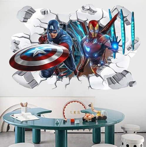 2 Marvel Poster, High-definition Schlafsaal Wohnzimmer Tapete, Avengers Alliance Iron Man Wandaufkleber, Spider Man Green Giant Selbstklebende Dekorative Aufkleber, 40,60cm