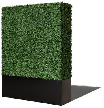 ODQPIS Artificial Boxwood Hedge Wall,Greenery Fake Faux Grass Backdrop Divider with Black Steel Planter Box,Outdoor Privacy Panels for Patio,Balcony,Restaurant,Garden,Party Décor 48 WX64 HX14 D