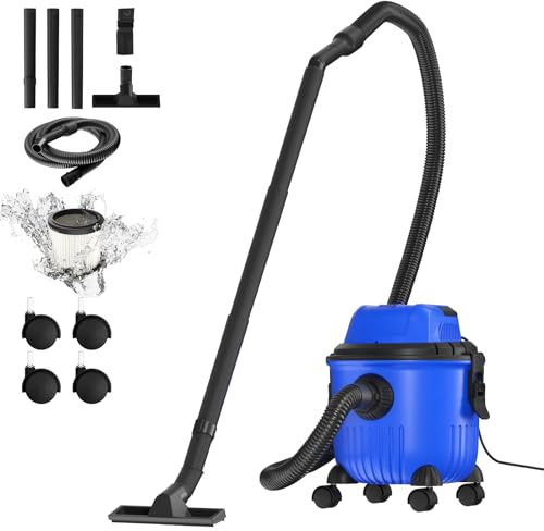 ANSIMIDA 15L Wet and Dry Vacuum Cleaner 800W, 15 Litre, Wet-Dry Vac with Blowing Function, HEPA Filter, 1.5m Flexible hose and Accessories for Garage, Workshop, Home