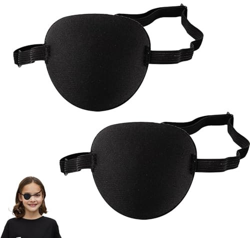 SLIVERBA Cache-œIl RéGlable pour Adultes Et Enfants - Cache-œIl MéDical RéGlable pour Les Yeux Gauche Ou Droit - Amblyopie - La Phase De RéCupéRation AprèS Une Chirurgie Et Un Cosplay (3D Noir)