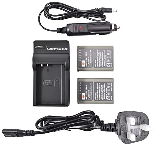 DSTE 2x BLN-1 Rechargeable Li-ion Battery + Travel and Car Charger Compatible for OLYMPUS E-M1 E-M5 OM-D PEN E-P5 Mark II Camera as BLN1 BCN-1