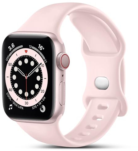 CeMiKa Compatible with Apple Watch Strap 45mm 46mm 44mm 42mm 49mm, Soft Silicone Sport Band Replacement Straps for Apple Watch Series 10 9 8 7 6 5 4 3 2 1 SE, Women Men, Light Pink