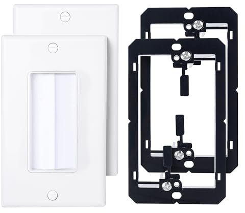 Cable Matters 2-Pack 1-Gang Wall Cable Pass Through, Brush Wall Plate with Bracket (Cable Pass Through Wall Plate)