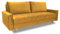 Furniture-Adamski Schlafsofa Alex, Sofa mit Schlaffunktion und Bettkasten, Klappsofa, Schlafcouch mit Füßen aus Holz, Couch in Velourstoff, Frabe: Gelb