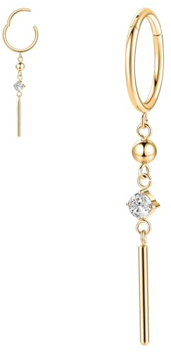 Nasenring Septum Piercing Schmuck 16G - Chirurgenstahl Nahtloser Clicker Ring - Dangly Nose Hoop Ring - Daith Helix Rook Tragus Conch Earrings
