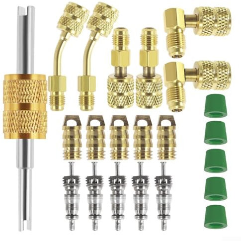 SPORTARC Mini Split bomba de vacío, R410 Kit de refrigeración de aire acondicionado, convertidor R410 1/4SAE-5/16SAE Conector de manguera de refrigeración, K76HQWFCQPD6862O0CAT0SQ2
