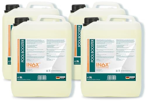 INOX® Pool Booster 4x5L – Hochwirksames Algizid für Pool | Flüssiger Algenvernichter mit Klareffekt | Desinfizierendes Pool Reinigungsmittel gegen Algen, Bakterien & Keime