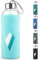SHOW INGENUITY 1 Litre Gourde en Verre - 1000ml Bouteille d'eau en Verre Borosilicate sans BPA de avec Bouchon étanche et étui de Protection en Silicone